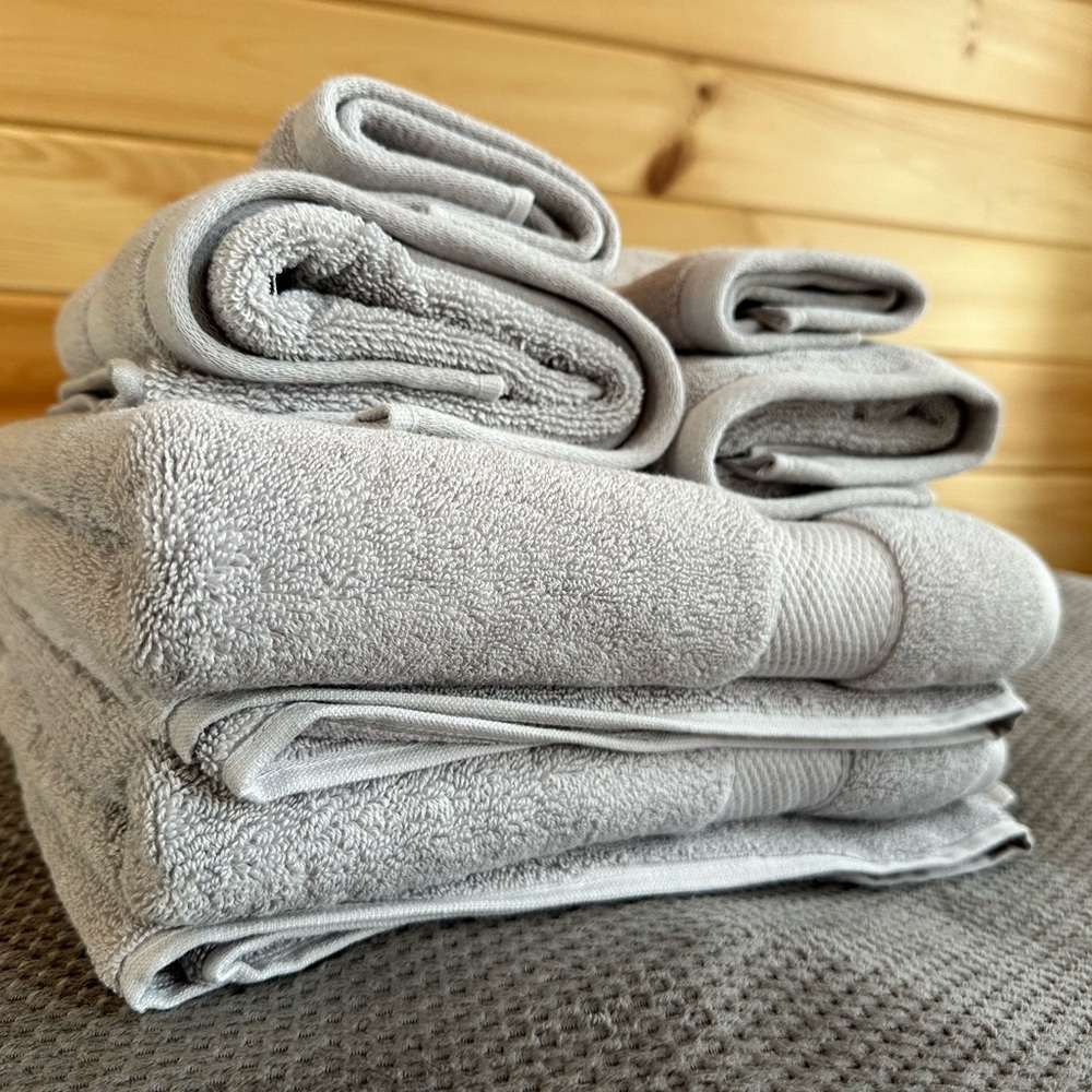 Set of two Turkish Cotton bath towel sets (wash cloth, hand & body towels)